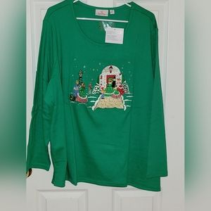 NWT Quacker Factory holiday shirt 3X